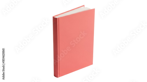 фотографія Salmon pink hardcover book isolated PNG, blank cover for mockup template, novel