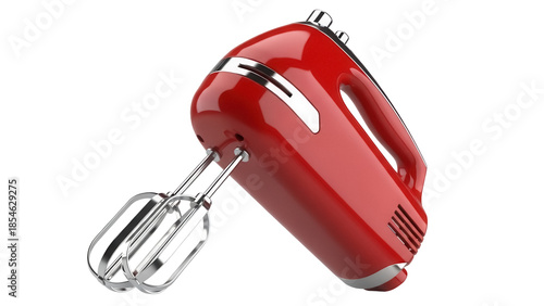 Εκτύπωση καμβά Shiny red hand mixer isolated PNG on transparent background, kitchen appliance f