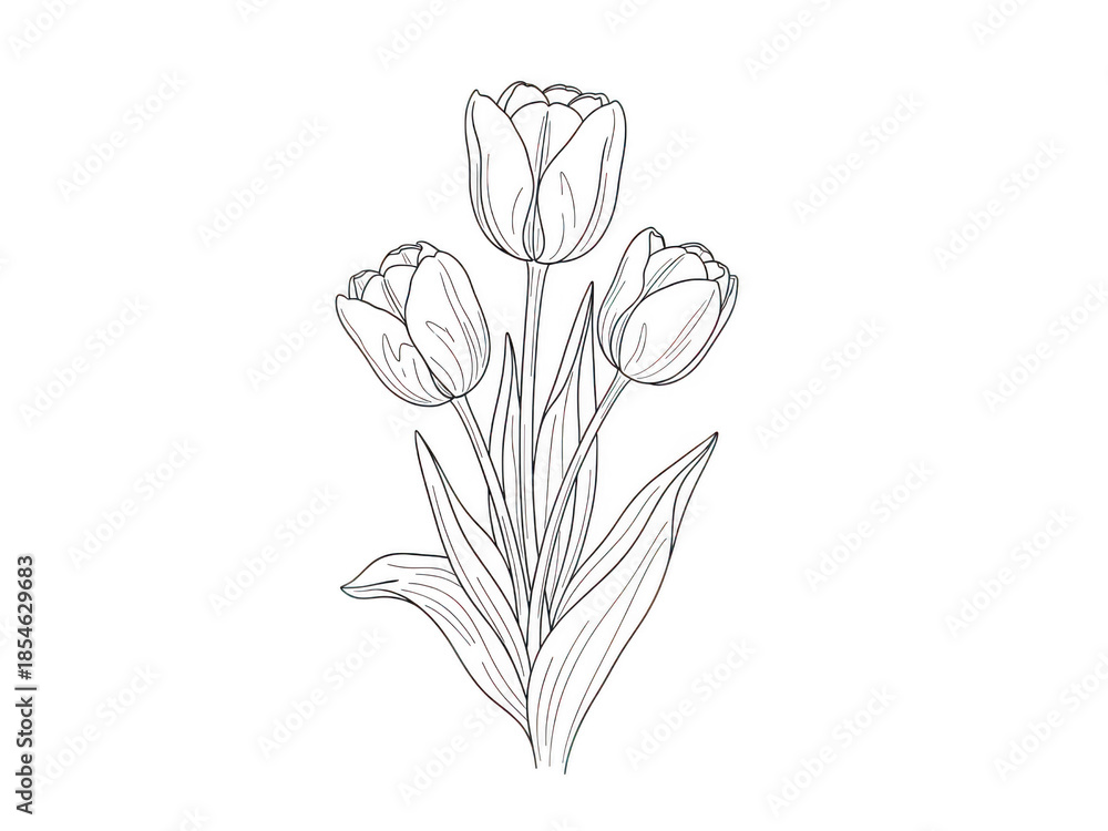 Obraz premium Beautiful tulip flowers illustration isolated on transparent background