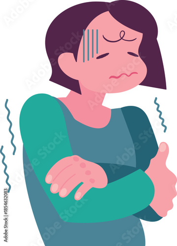 寒気がする人のイラスト 震え People who feel chills