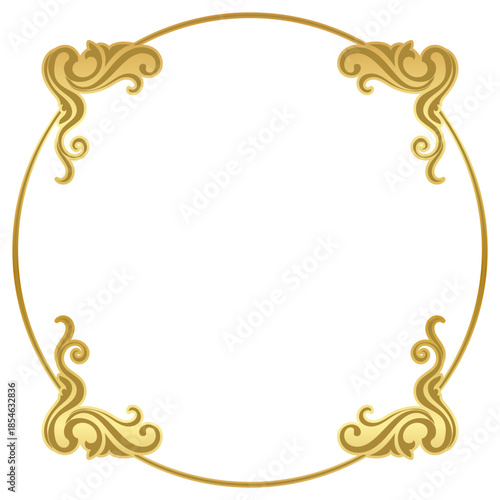 Gold circle border for decorating vintage graphic elements.