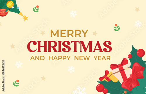 Merry Christmas background with christmas element. Vector illustration,  tree decoration ornament banner background card illustration