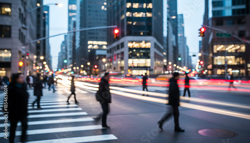Out of focus, dynamic city life, blurred street, long exposure, urban traffic, people, cars, creative background