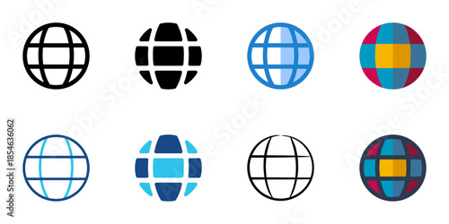 Web icons set multiple style collection. Editable stroke 
