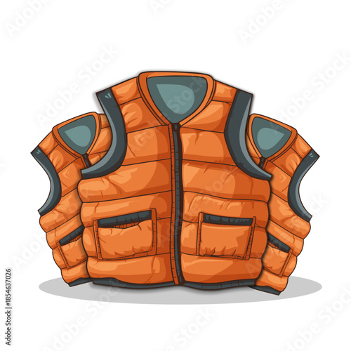 Man Orange Down Vest isolated on white background Vector illustration design.