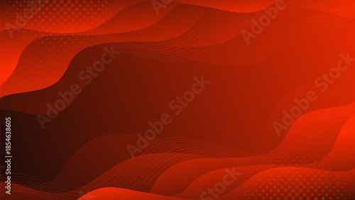 Red gradient abstract fluid wave background with halftone, modern dynamic wallpaper. Suitable for templates, sale banners, business ads, presentations, covers, websites, and pages