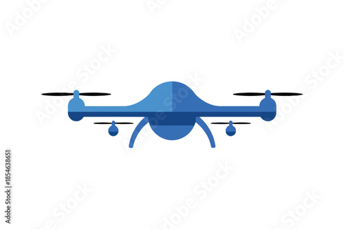 Blue quadcopter drone with black propellers on a white background aerial vehicle unmanned aerial vehicle