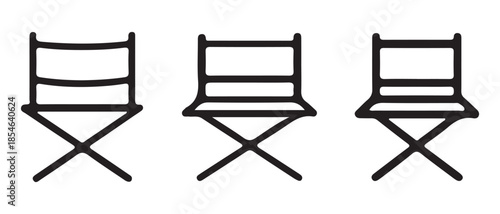 Director's Chairs Lined Up on White Background, Minimalist Design.