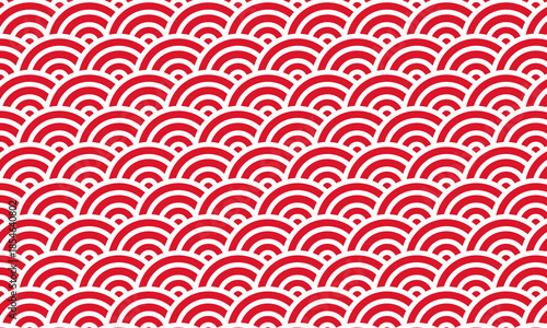 おめでたい赤の青海波　ベクター