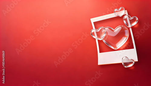 Romantic Red Paper Heart with Photo Frame Composition
