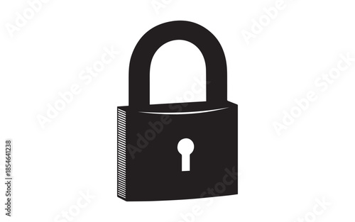 A simple black and white silhouette icon depicting a closed padlock with a keyhole