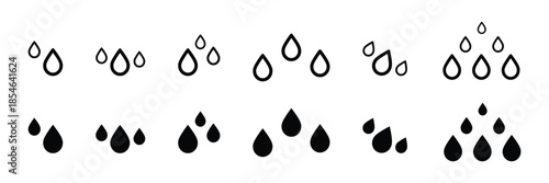 Water drop shape icon set. Blood icon symbol silhouette. Various shapes of water drops, water, and rain icon. Oil drop icon