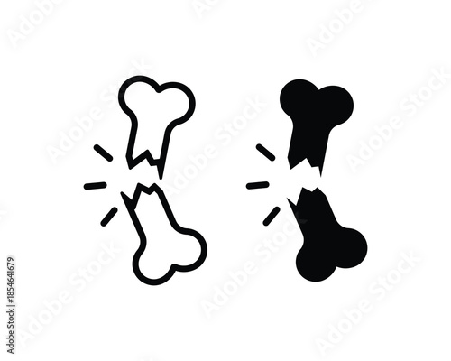 Broken bone icon. Bone solid, and line style concept