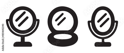 Set of mirror icons isolated on white background.