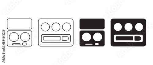 Eyeshadow palette icon variations isolated on white background.