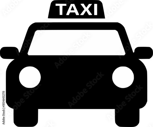 Taxi Car Icon – Solid Transportation Vehicle Symbol in Flat Vector Style