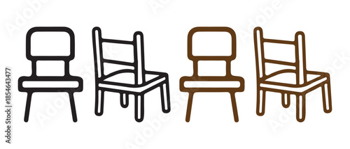 Set of minimalist chair icons, isolated on white background.