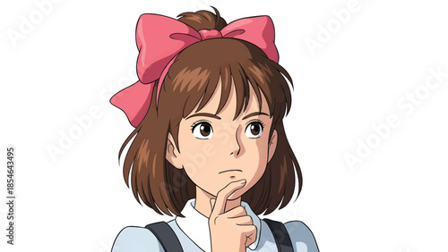Young Anime Girl Pondering Deep Thoughts Expression