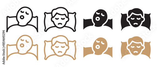 Icons illustrating the difference between peaceful sleep and restless sleep patterns.