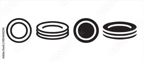 Simple black and white icons illustrating different views of a ring or washer.
