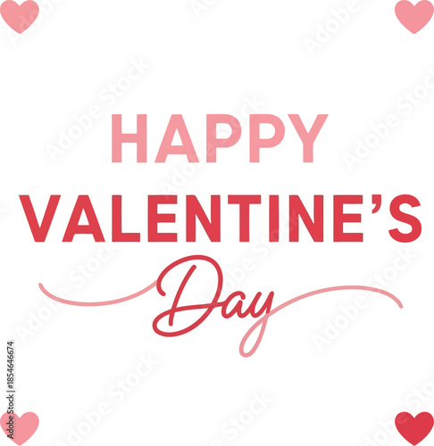 Happy valentine's day greeting card with decorative hearts on a clean white background