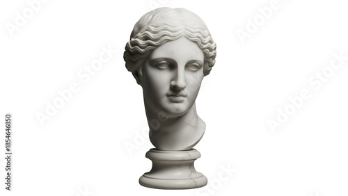 Photography Marble bust of a woman isolated PNG on transparent background, classical sculptu