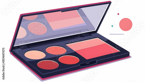 Flat vector illustration makeup palette with blush and highlighter in different shades