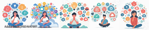 Thinking Person Flat Cartoon Illustration