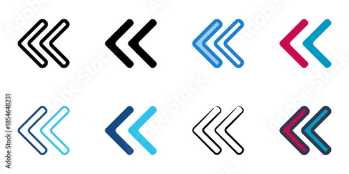 Back icons set multiple style collection. Editable stroke 

