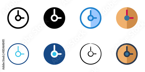Clock icons set multiple style collection. Editable stroke 
