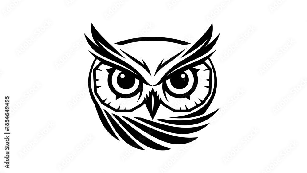 Obraz premium Striking Owl Logo Design with Sharp Lines and Modern Aesthetic Isolated against White Background