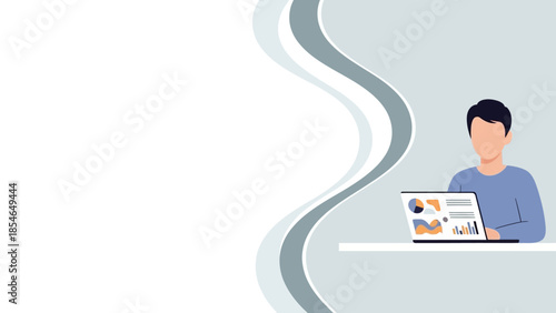 Digital business analysis presentation template with chart and graph for website