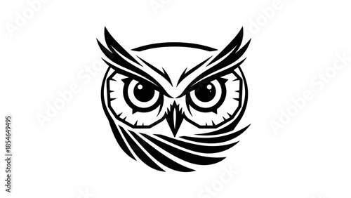 Striking Owl Logo Design with Sharp Lines and Modern Aesthetic Isolated against White Background