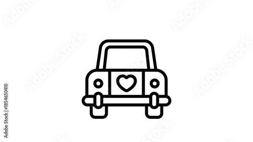 Wedding car with heart, ready to use and download