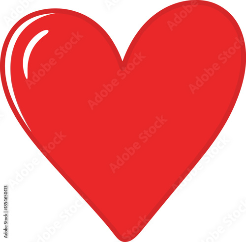 A vibrant red heart illustration symbolizing love and affection on a clean white background