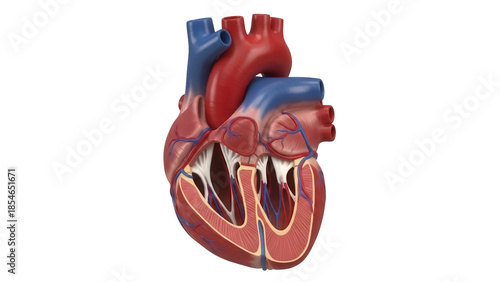 Quadro em tela Detailed human heart model PNG isolated on transparent background, anatomical or