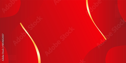 Premium red abstract background featuring flowing red waves and smooth gradients with gold accent