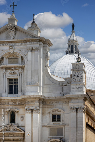Decorative facade of late gothic Basilica of the Holy House (Basilica della Santa Casa), Loreto, Italy