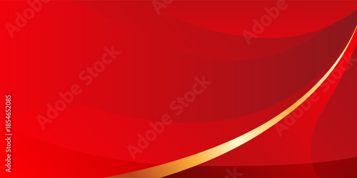 Premium red abstract background featuring flowing red waves and smooth gradients with gold accent