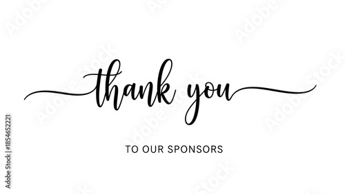 Elegant thank you card design expressing sponsor appreciation with handwritten script and minimalist typography