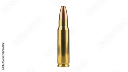Obraz na płótnie Gold rifle bullet isolated PNG, ammunition for hunting and target practice on tr