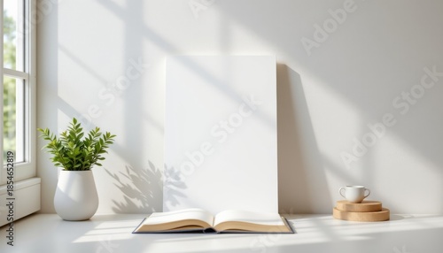 paper white flat 187: neutral studio white, pressed paper smoothness, lit with soft indirect window light, featuring minimal texture presence, composition: balanced vertical spacing