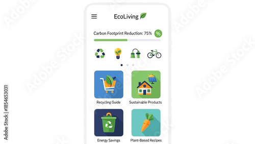 Eco-friendly lifestyle mobile app interface for sustainable living