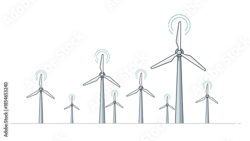 Illustration of Wind Turbines with Digital Connectivity Elements