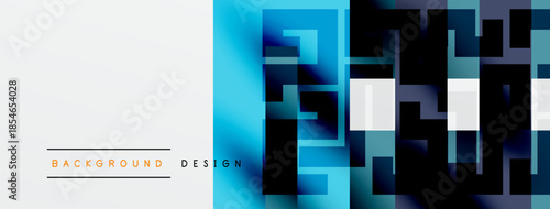 Abstract geometric pattern. Blue gradients create modern design. White space offers clean contrast, suitable background element.