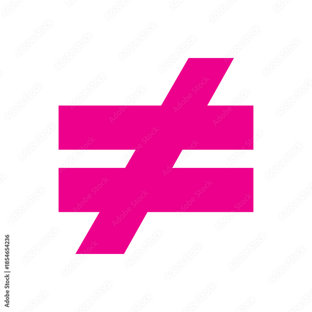 Fototapeta premium Unequal Sign Symbol for Mathematics and Comparison