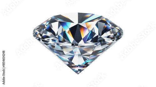 Sparkling diamond gemstone with rainbow reflections on black