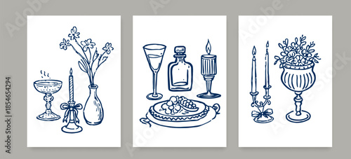 La Dolce Vita Poster Design in Sketch Charcoal Hand Draw Style. Italian Vacation Vector Wall Art Illustrations Sketch Ink Doodle Vintage Style. Food and Drink Chalk Drawing for Wall Décor, Poster