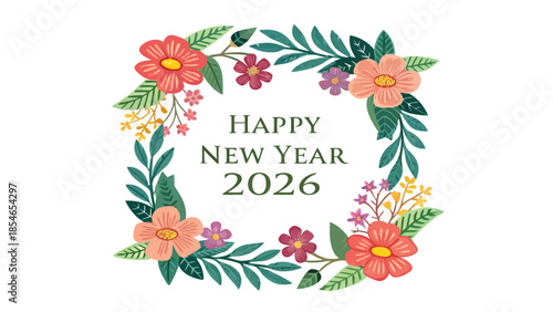 Happy New Year 2026 floral celebration