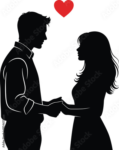 A loving couple holding hands with a heart symbolizing their deep connection and romance